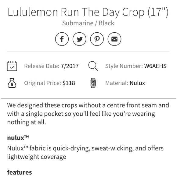 Lululemon run the day crop submarine black 8 pants - Picture 9 of 16